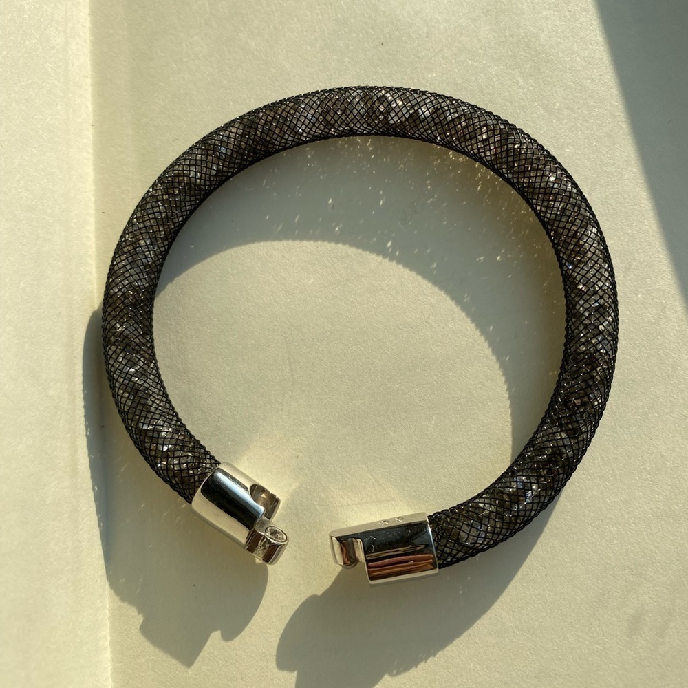 SWAROVSKI black mesh bracelet with white clear crystals